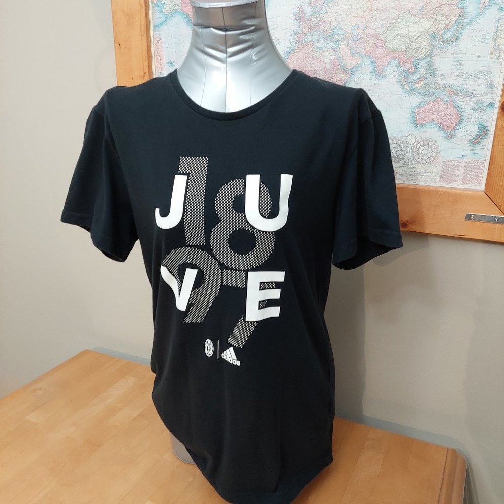 Adidas Men Juventus Football Graphic T- Shirt Black Short Sleeve Men's Medium